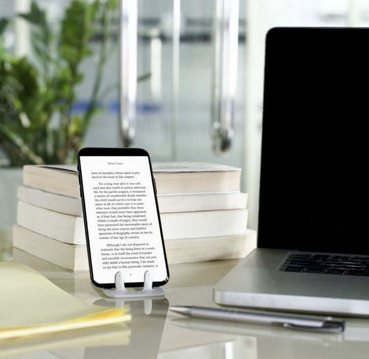 Produktbild: Flexistand Blue Dots &ndash; Superflacher Handy- und Tablet-Aufsteller