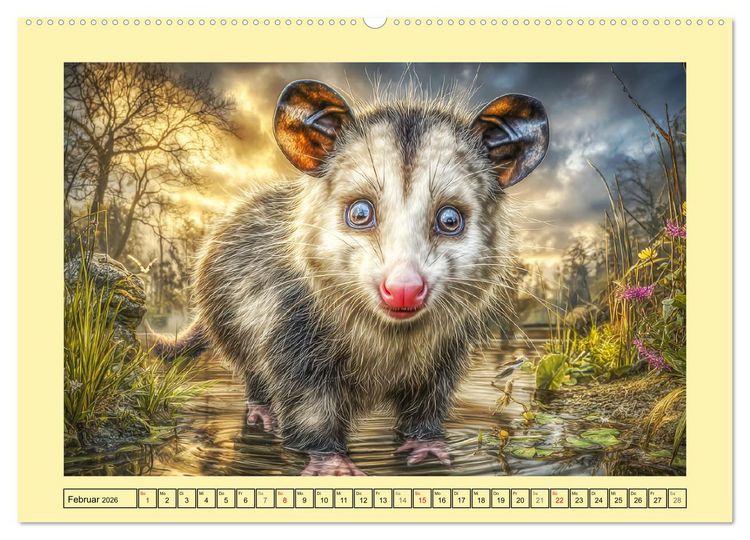 Produktbild: Sanfte Beutelratten. Opossums im stillen Rhythmus der Natur (hochwertiger Premium Wandkalender 2026 DIN A2 quer), Kunstdruck in Hochglanz