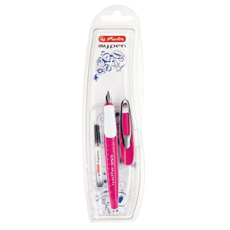 Produktbild: herlitz Schulf&uuml;llhalter my.pen M pink/wei&szlig; Folienetui
