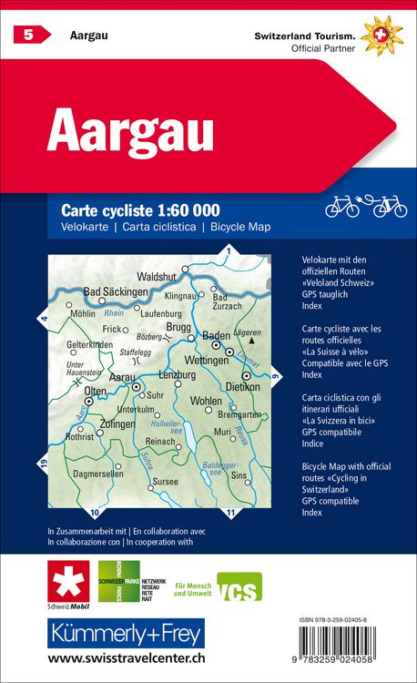 Produktbild: K&uuml;mmerly+Frey Velokarte 5 Aargau 1:60.000