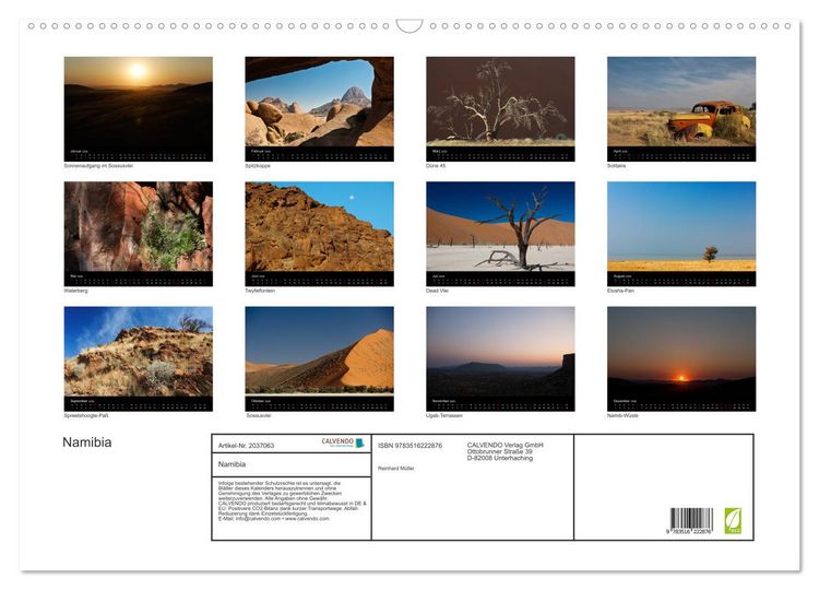 Produktbild: Namibia (Wandkalender 2026 DIN A2 quer), CALVENDO Monatskalender