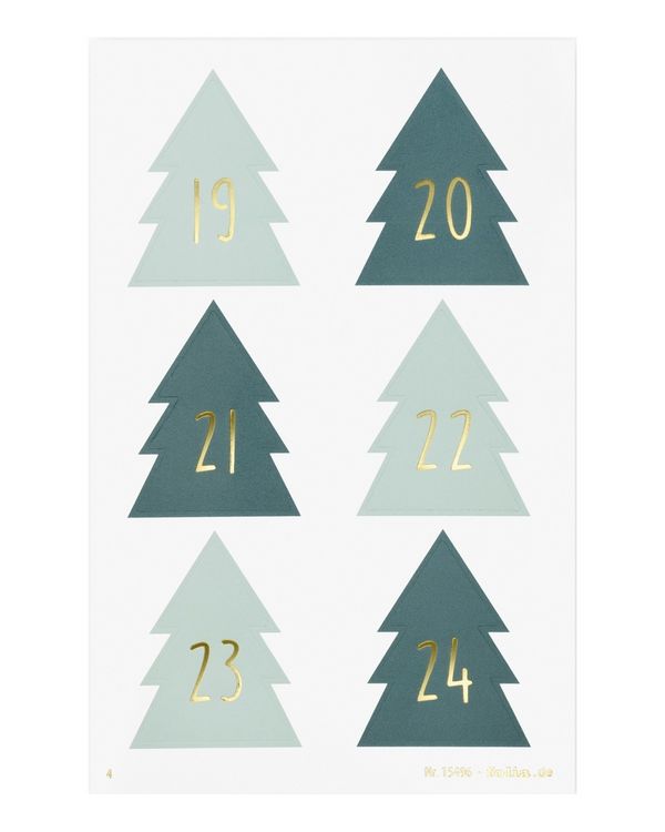 Produktbild: FOLIA Bastelartikel Adventskalendersticker CHRISTMAS TREE, 4 Blatt in 9x14cm