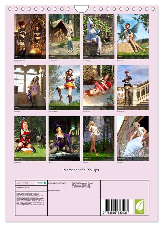Produktbild: M&auml;rchenhafte Pin Ups (Wandkalender 2026 DIN A4 hoch), CALVENDO Monatskalender