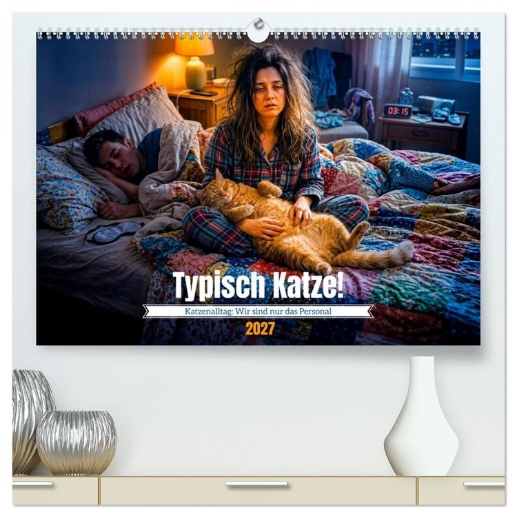 Produktbild: Typisch Katze! - Katzenalltag: Wir sind nur das Personal (hochwertiger Premium Wandkalender 2027 DIN A2 quer), Kunstdruck in Hochglanz