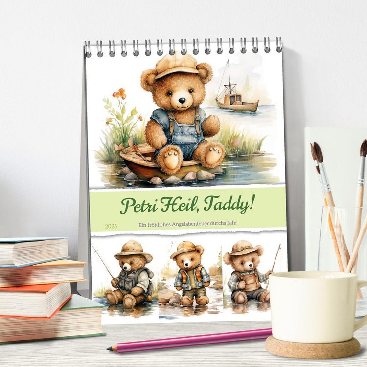 Produktbild: Petri Heil, Taddy! (Tischkalender 2026 DIN A5 hoch), CALVENDO Monatskalender