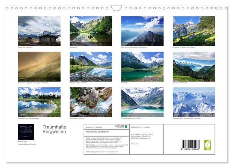 Produktbild: Traumhafte Bergwelten (Wandkalender 2026 DIN A3 quer), CALVENDO Monatskalender