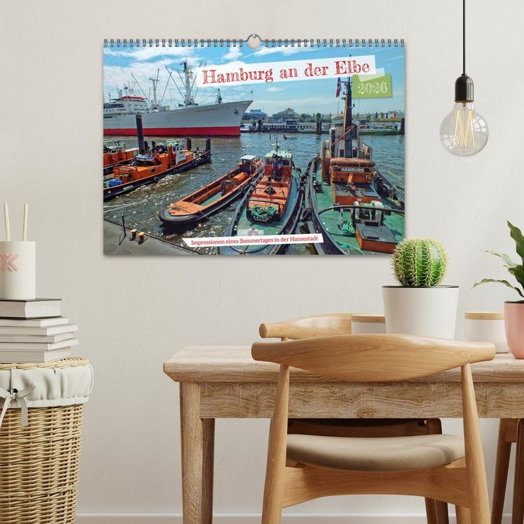 Produktbild: Hamburg an der Elbe &ndash; Impressionen eines Sommertages in der Hansestadt (Wandkalender 2026 DIN A3 quer), CALVENDO Monatskalender