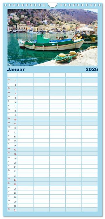 Produktbild: Familienplaner 2026 - Ein Tag auf Symi mit 5 Spalten (Wandkalender, 21 x 45 cm) CALVENDO