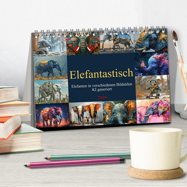 Produktbild: Elefantastisch (Tischkalender 2026 DIN A5 quer), CALVENDO Monatskalender
