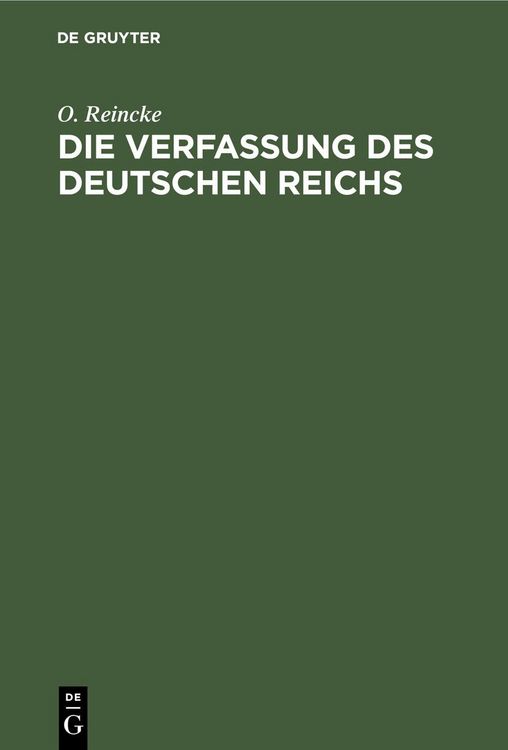 Produktbild: Die Verfassung des Deutschen Reichs