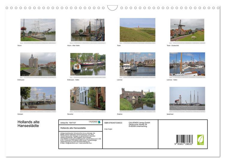 Produktbild: Hollands alte Hansest&auml;dte (Wandkalender 2026 DIN A3 quer), CALVENDO Monatskalender