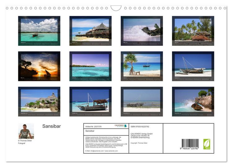 Produktbild: Sansibar (Wandkalender 2026 DIN A3 quer), CALVENDO Monatskalender