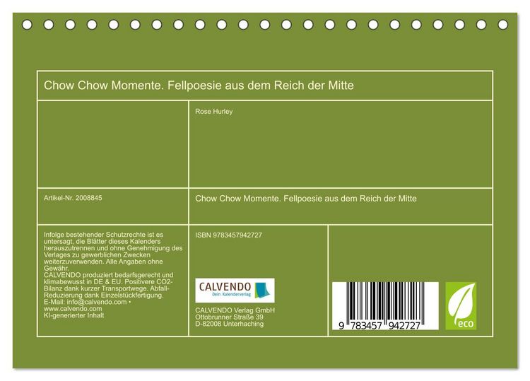 Produktbild: Chow Chow Momente. Fellpoesie aus dem Reich der Mitte (Tischkalender 2026 DIN A5 quer), CALVENDO Monatskalender