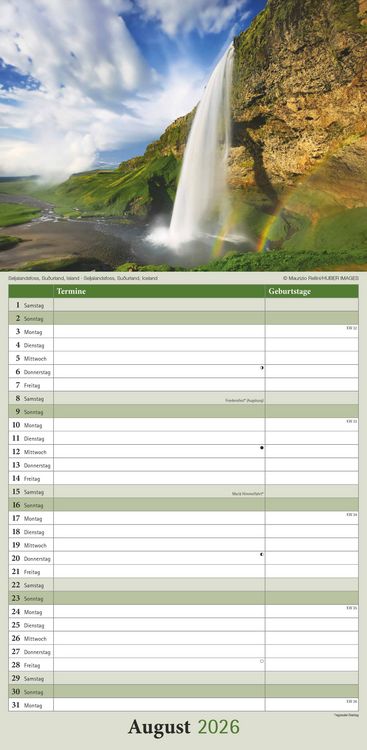 Produktbild: Emotions 2026 - Streifenplaner 22 x45 cm - mit einer Spalte für Eintragungen und einer für Geburtstage - Familienkalender - Familienplaner - Achtsamke