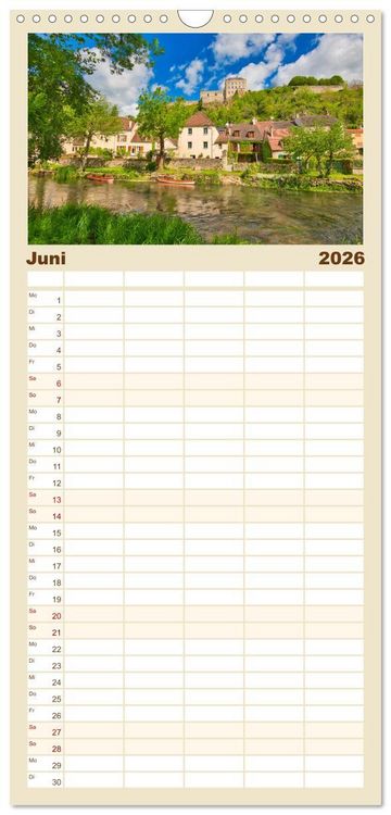 Produktbild: Familienplaner 2026 - Frankreichs idyllische D&ouml;rfer mit 5 Spalten (Wandkalender, 21 x 45 cm) CALVENDO