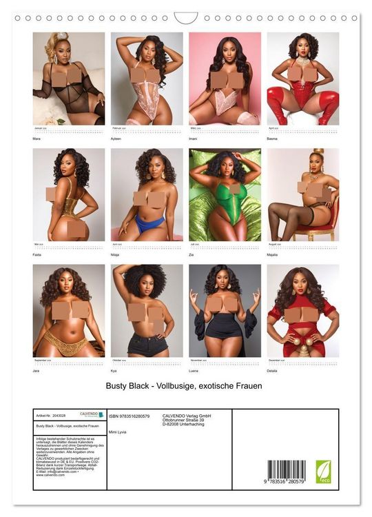 Produktbild: Busty Black - Vollbusige, exotische Frauen (Wandkalender 2026 DIN A3 hoch), CALVENDO Monatskalender