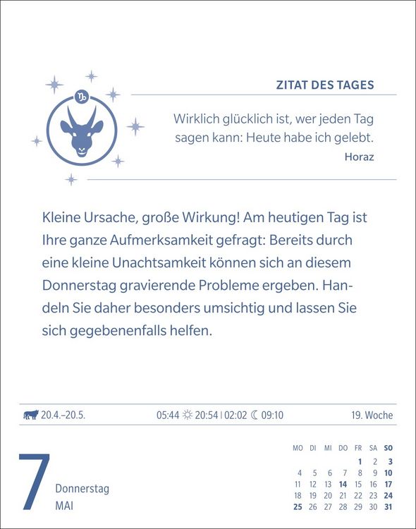 Produktbild: Steinbock Sternzeichenkalender 2026 - Tagesabrei&szlig;kalender - Ihr Horoskop f&uuml;r jeden Tag