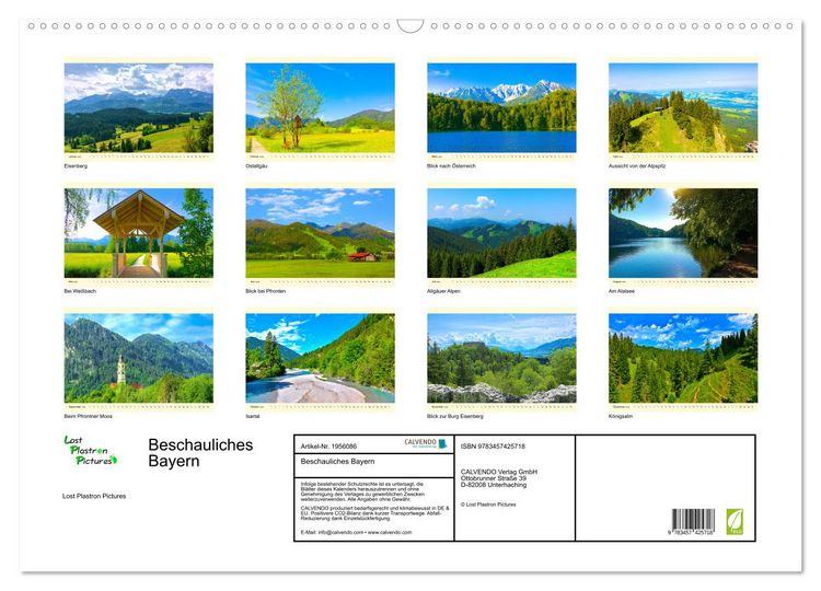 Produktbild: Beschauliches Bayern (Wandkalender 2026 DIN A2 quer), CALVENDO Monatskalender