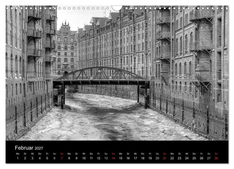 Produktbild: Hamburg monochrome Impressionen (Wandkalender 2027 DIN A3 quer), CALVENDO Monatskalender