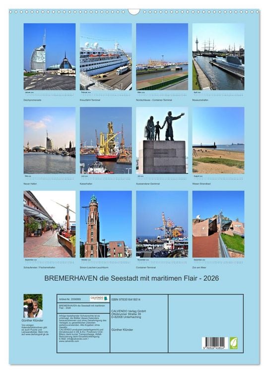 Produktbild: BREMERHAVEN die Seestadt mit maritimen Flair - 2026 (Wandkalender 2026 DIN A2 hoch), CALVENDO Monatskalender