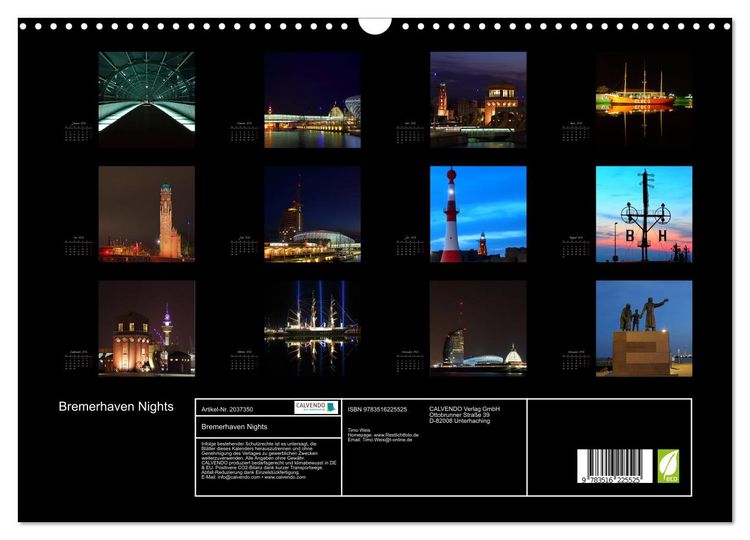 Produktbild: Bremerhaven Nights (Wandkalender 2026 DIN A3 quer), CALVENDO Monatskalender