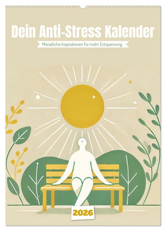 Produktbild: Dein Anti-Stress Kalender - Monatliche Inspirationen f&uuml;r mehr Entspannung (Wandkalender 2026 DIN A2 hoch), CALVENDO Monatskalender