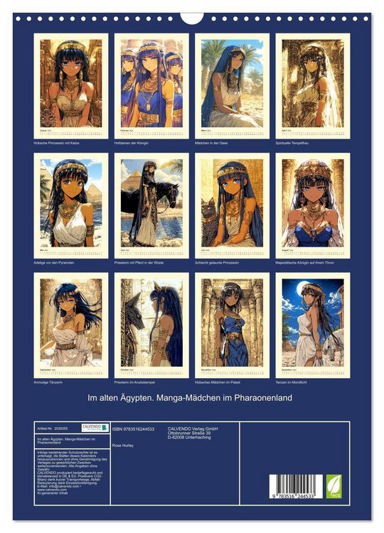 Produktbild: Im alten &Auml;gypten. Manga-M&auml;dchen im Pharaonenland (Wandkalender 2026 DIN A3 hoch), CALVENDO Monatskalender