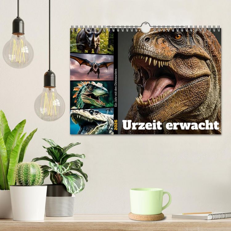 Produktbild: Urzeit erwacht - Ein Jahr mit den Dinosauriern (Wandkalender 2026 DIN A4 quer), CALVENDO Monatskalender