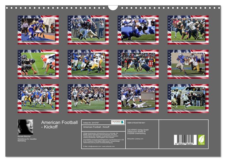 Produktbild: American Football - Kickoff (Wandkalender 2026 DIN A3 quer), CALVENDO Monatskalender