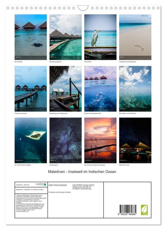 Produktbild: Malediven - Inselwelt im Indischen Ozean (Wandkalender 2026 DIN A3 hoch), CALVENDO Monatskalender