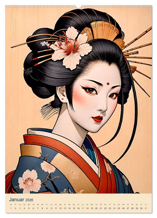 Produktbild: Japanische Geishas (hochwertiger Premium Wandkalender 2026 DIN A2 hoch), Kunstdruck in Hochglanz