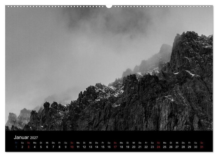 Produktbild: BERGE IN SCHWARZ WEISS (Wandkalender 2027 DIN A2 quer), CALVENDO Monatskalender