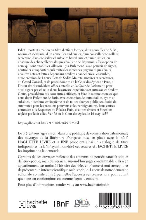 Produktbild: &Eacute;dict du 16 may 1635