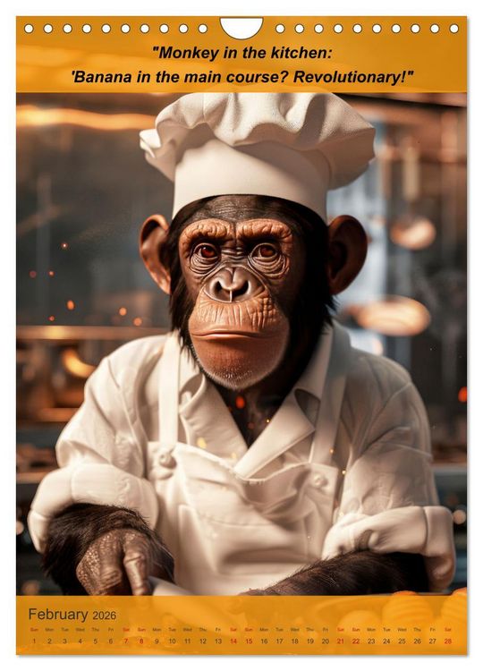 Produktbild: Cooking with animal humor (Wall Calendar 2026 DIN A4 portrait), CALVENDO 12 Month Wall Calendar