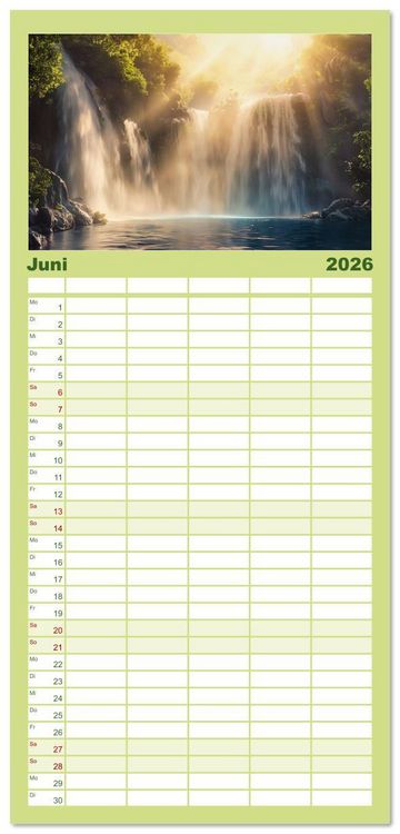 Produktbild: Familienplaner 2026 - Quelle des Lebens - Wasser und Landschaft mit 5 Spalten (Wandkalender, 21 x 45 cm) CALVENDO