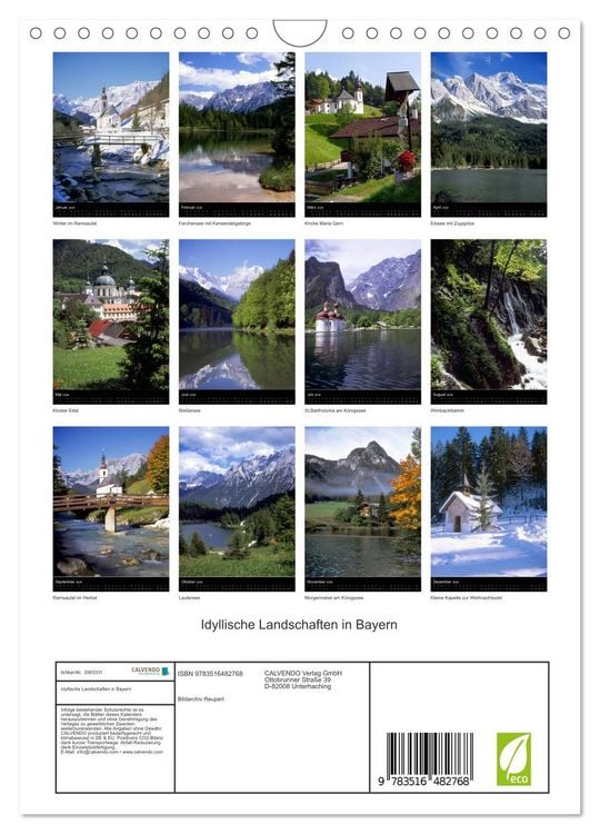 Produktbild: Idyllische Landschaften in Bayern (Wandkalender 2026 DIN A4 hoch), CALVENDO Monatskalender