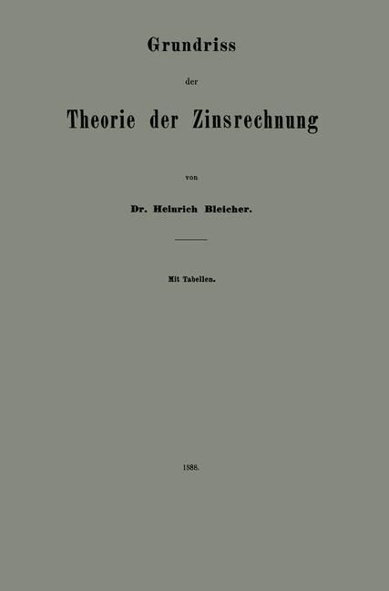 Produktbild: Grundriss der Theorie der Zinsrechnung