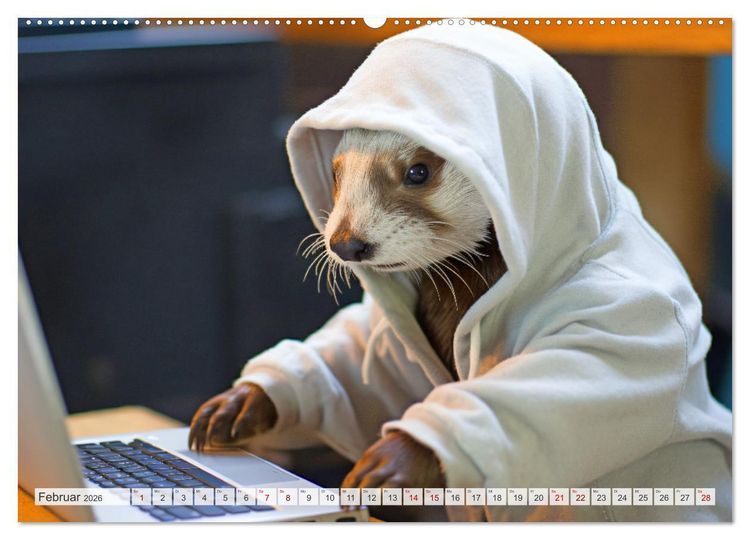 Produktbild: Otter bei der Arbeit (Wandkalender 2026 DIN A2 quer), CALVENDO Monatskalender