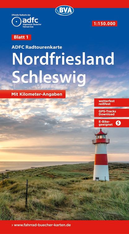 Produktbild: BVA ADFC Radtourenkarte Nordfriesland, Schleswig 1:150.000