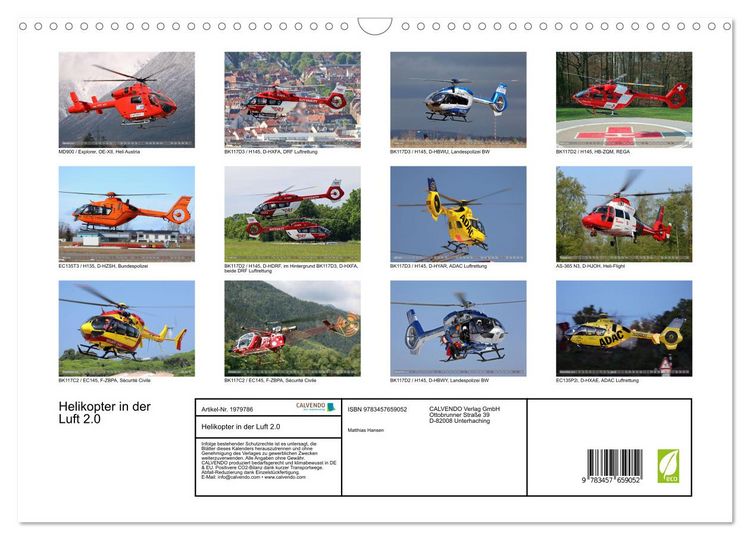 Produktbild: Helikopter in der Luft 2.0 (Wandkalender 2026 DIN A3 quer), CALVENDO Monatskalender