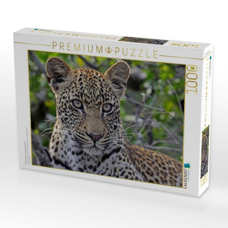Produktbild: CALVENDO Puzzle Blickkontakt mit Leopard, Afrika | 1000 Teile Lege-Gr&ouml;&szlig;e 64x48cm Foto-Puzzle f&uuml;r gl&uuml;ckliche Stunden