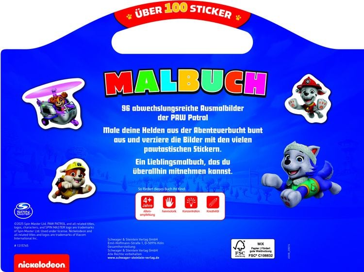 Produktbild: PAW Patrol Malbuch mit über 100 Stickern
