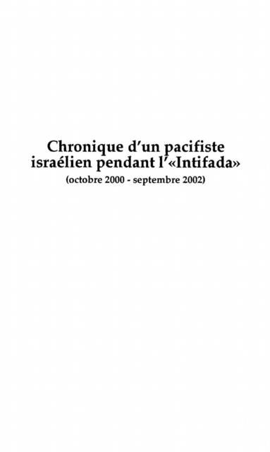 Produktbild: Chronique d'un pacifiste israelien penda