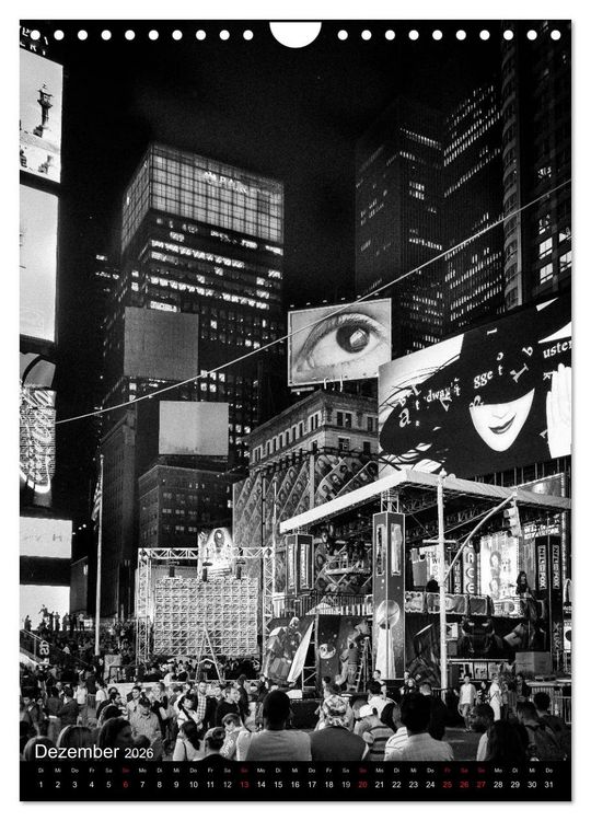 Produktbild: New York City Schwarz auf Wei&szlig; (Wandkalender 2026 DIN A4 hoch), CALVENDO Monatskalender