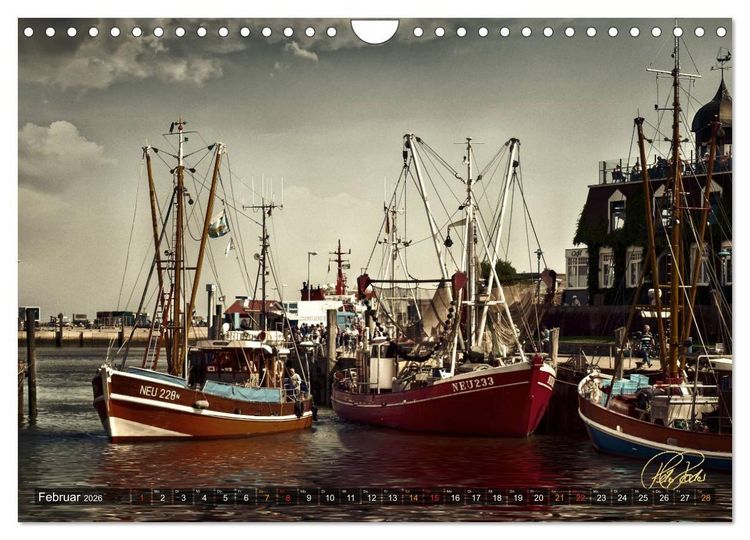Produktbild: Ostfriesland - die alten H&auml;fen, Vintage-Style (Wandkalender 2026 DIN A4 quer), CALVENDO Monatskalender