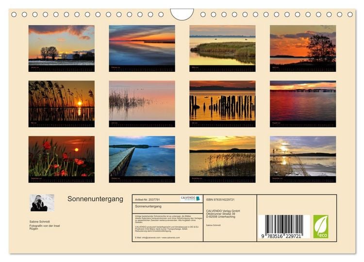 Produktbild: Sonnenuntergang (Wandkalender 2026 DIN A4 quer), CALVENDO Monatskalender