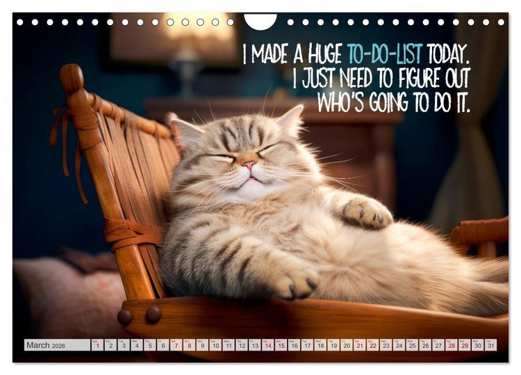 Produktbild: WITTY CATS Cool sayings (Wall Calendar 2026 DIN A4 landscape), CALVENDO 12 Month Wall Calendar