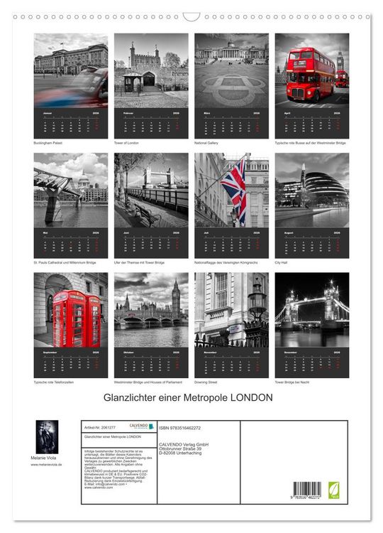 Produktbild: Glanzlichter einer Metropole LONDON (Wandkalender 2026 DIN A2 hoch), CALVENDO Monatskalender