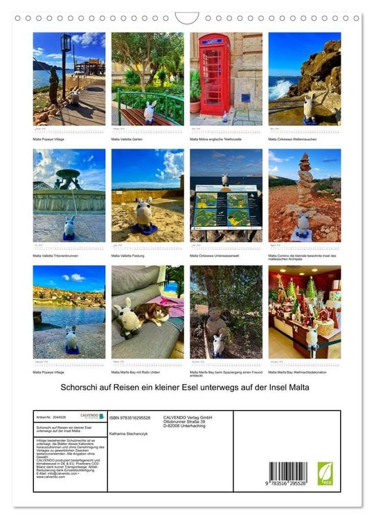 Produktbild: Schorschi auf Reisen ein kleiner Esel unterwegs auf der Insel Malta (Wandkalender 2026 DIN A3 hoch), CALVENDO Monatskalender