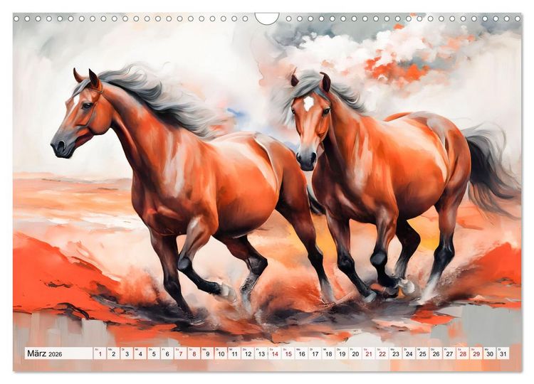 Produktbild: Jahr des Pferdes - Der unbez&auml;hmbare Geist der Pferde (Wandkalender 2026 DIN A3 quer), CALVENDO Monatskalender